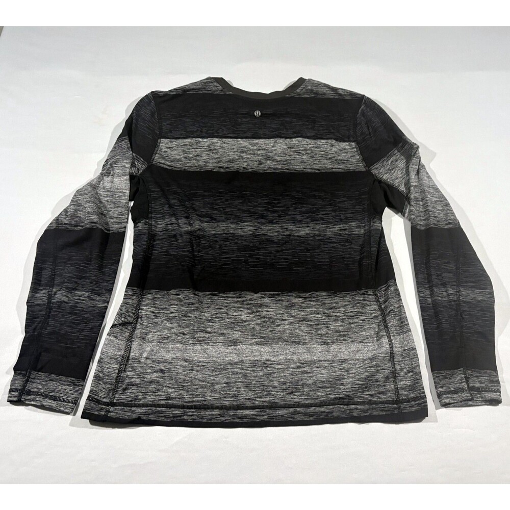 Lululemon Shirt Mens Black Stripe Gray Core Crew Rulu Long Sleeve Pullover Sz XL - Picture 6 of 8